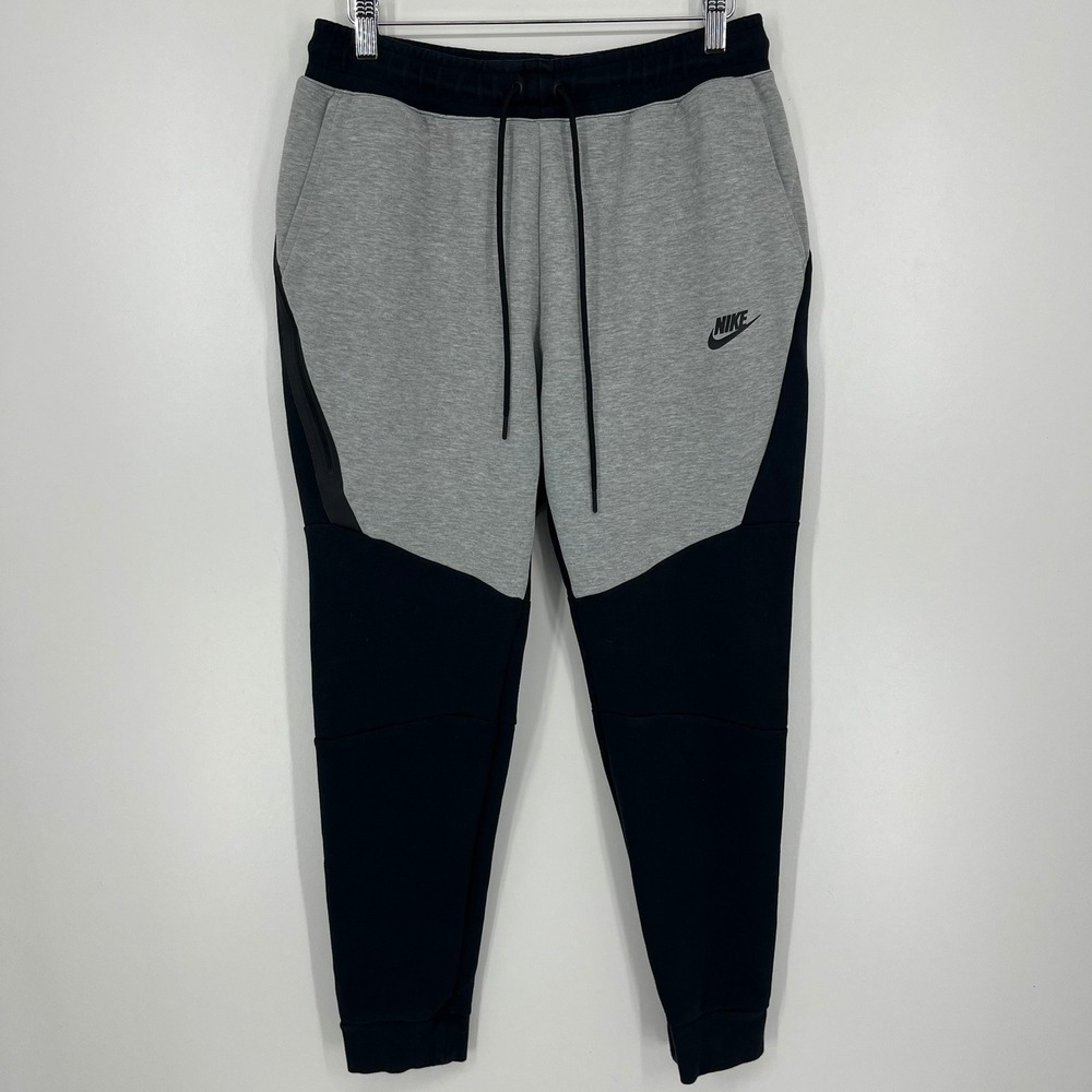 Nike Mens Tech Fleece Joggers Grey Black Colorblock Pants 805162-015 Size M